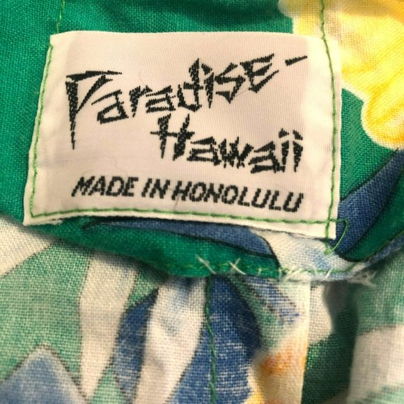 Paradise Hawaii Womens L Cotton MuMu Vtg Sleeveless Pocket Green - Picture 4 of 7